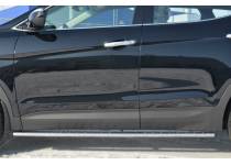 Трубы боковые овальные с накладками d75/42 для Hyundai Santa Fe (2013-)