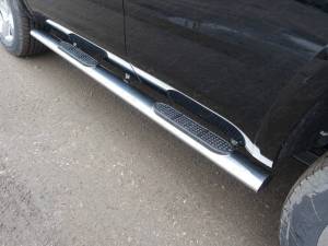 Пороги овальные с накладкой 120х60 мм для Chevrolet Tahoe (2016-)