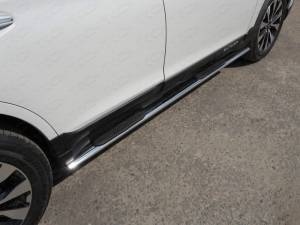 Пороги овальные с накладкой 75х42 мм для Subaru Outback (2015-)