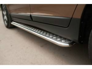 Боковые пороги с накладным листом d42 на Volvo XC60 (2009-2013)